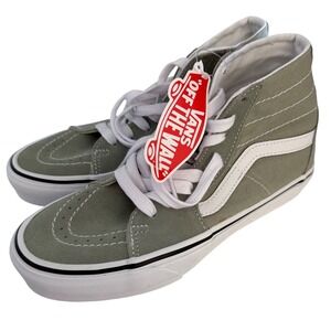 New adult Vans SK8 Hi Top Desert Sage Green Sneaker Canvas Shoe women 7.5 men 6